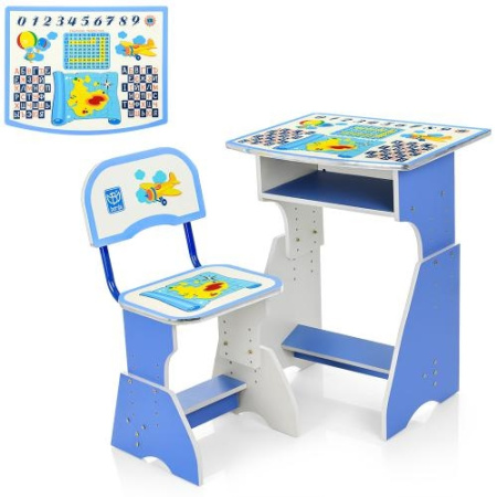 фото Детская парта со стульчиком Bambi HB-2029(2)-01-7 регулируемая (голубая)