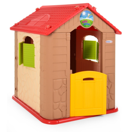 фото Игровой домик для детей M 5397-13 Kids House пластиковый (бежево-красно-желтый)