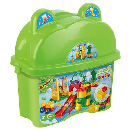 фото Конструктор для детей BANBAO 6516 детская площадка в ведре (62 детали)