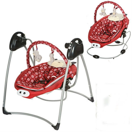 фото Электрокачели 2в1 SW 108-2, 5 скоростей, шезлонг (красный)