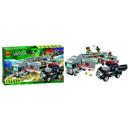 фото Конструктор для детей Черепашки ниндзя BELA 10277 трейлер машинка (743 детали)
