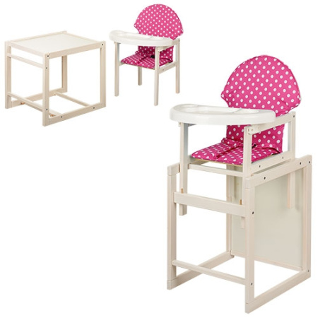 фото Стульчик – трансформер VIVAST М V-100 К-Б-5 крашенный (малиновый в горох)