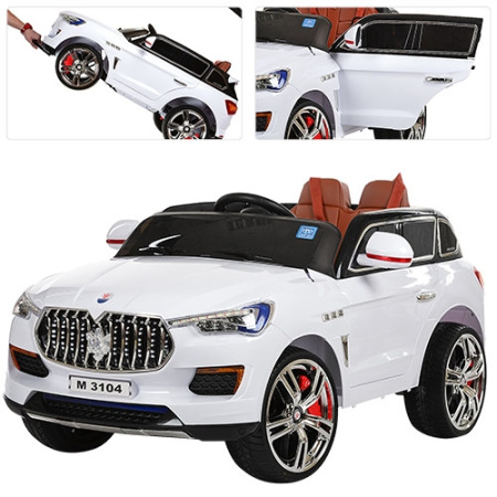 фото Детский электромобиль джип Bambi M 3104(MP4)EBLR-1 Maserati с двумя моторами и кожанным сиденьем (белый) фото Детский электромобиль джип Bambi M 3104(MP4)EBLR-1 Maserati с двумя моторами и кожанным сиденьем (белый)