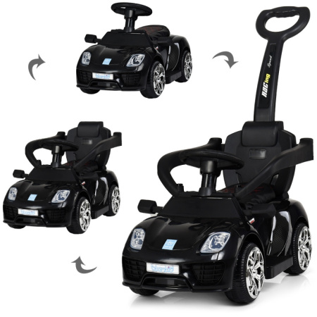 фото Детский электромобиль Porsche M 3592L-2 машинка-каталка 2в1 с родительской ручкой (черный)