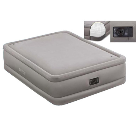 фото Надувная велюровая кровать Intex 64468 со встроенным насосом (152-203-51 см)