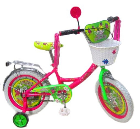 фото Двухколесный велосипед 18” Мисс Бабочка со съемными боковыми колесами