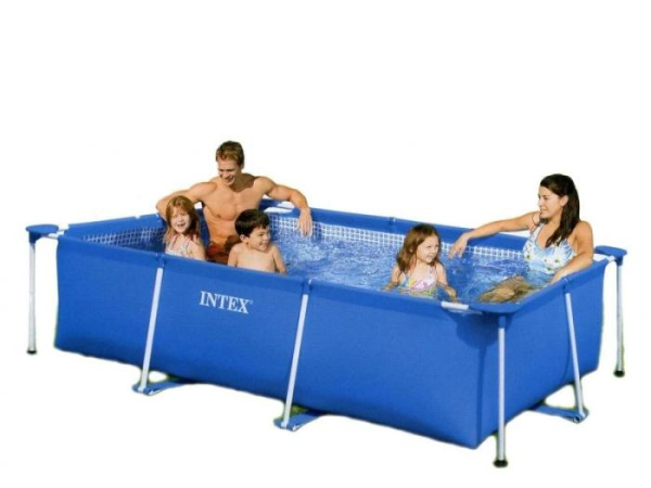 Синий прямоугольный каркансый  бассейн Intex Rectangular Frame Pools 58983 (150х220х60 см)