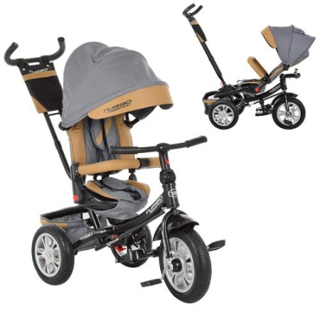 фото Велосипед три надувных колеса Turbotrike M 3646AJ-13 (серо-коричневый)