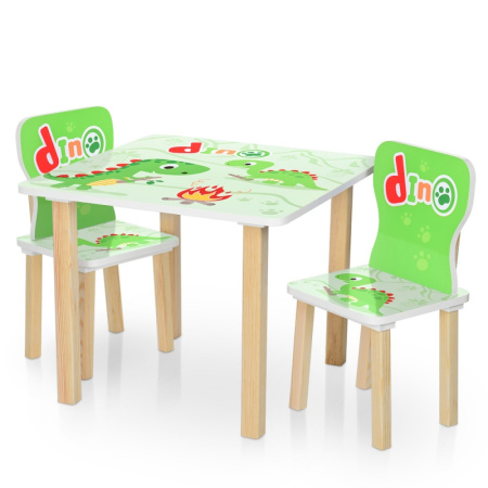 фото Детский деревянный столик 506-73 Dino со стульчиками
