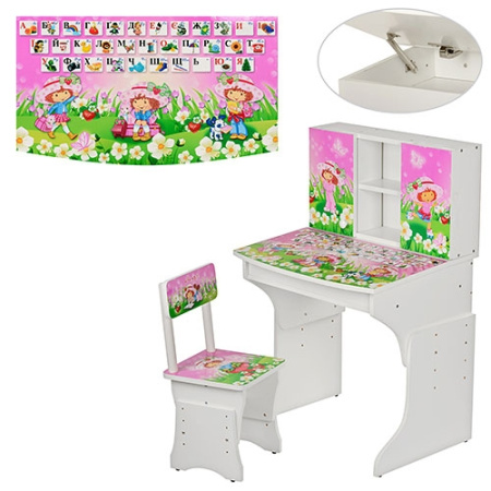 фото Детская парта Vivast МV-903-4 со стульчиком (клубничка, белая)