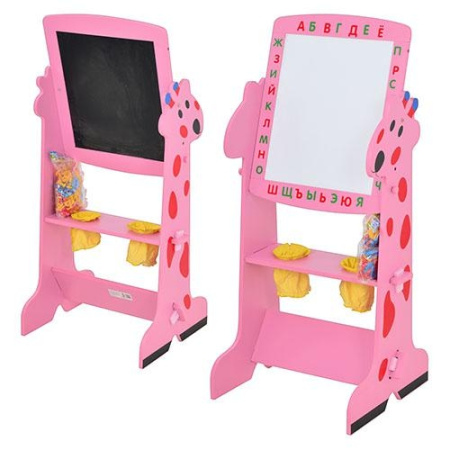 фото Двухсторонний мольберт М 1716-8 Жираф (англ.,рус.,укр.буквы) розовый