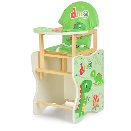 фото Деревянный стульчик-трансформер для кормления М K-112-73-PU Дино экокожа