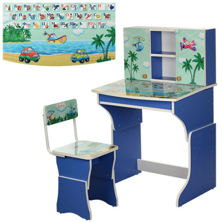 фото Детская парта Vivast MV-903-3-2 со стульчиком (кораблики, голубая)