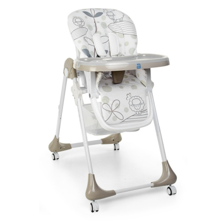 фото Складной стульчик для кормления M 3233-18 на колесиках (бежевый с овечками)