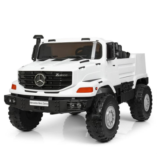Детский джип Mercedes Zetros M 3990EBLR-1 с кожаным сиденьем (белый)