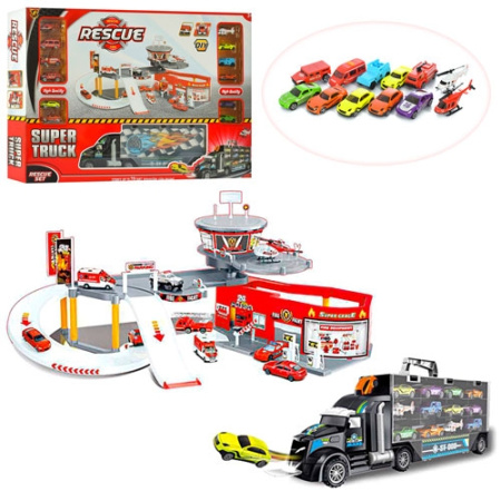 фото Игровой набор гараж P877-A трейлер-контейнер с машинками