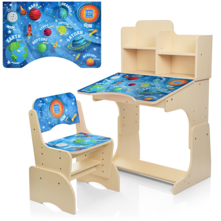 фото Парта Bambi B 2071-24-1 с полочками (венге светлое, Космос)