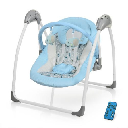 фото Детские качели-шезлонг SG111-4-2 с электроприводом и дугой (голубо-серый)