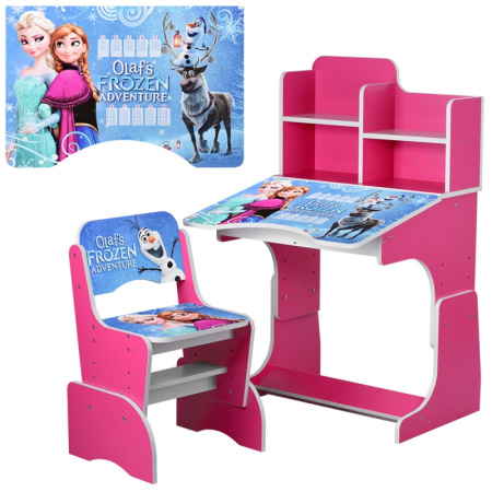 фото Детская регулируемая парта W 2071-69-6 Frozen со стульчиком (малиновая)