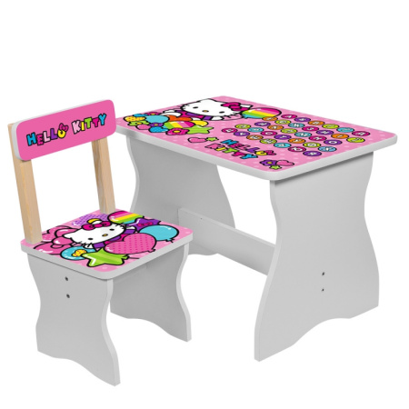 фото Детский деревянный столик со стульчиком 504-49 Хеллоу Китти