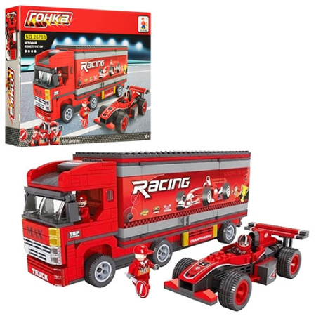 фото Детский конструктор Ausini 26703 гоночный трейлер и машина (570 деталей)