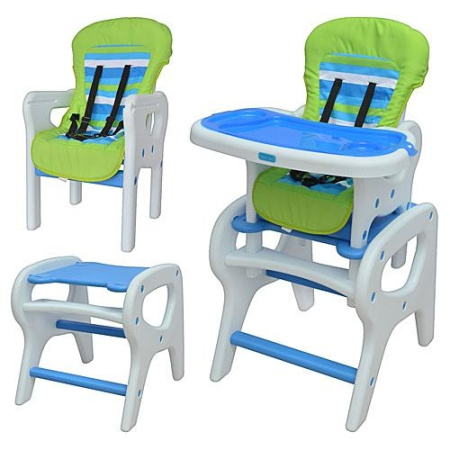 фото Детский стульчик для кормления M 0816-4 стол-трансформер салатово-голубой