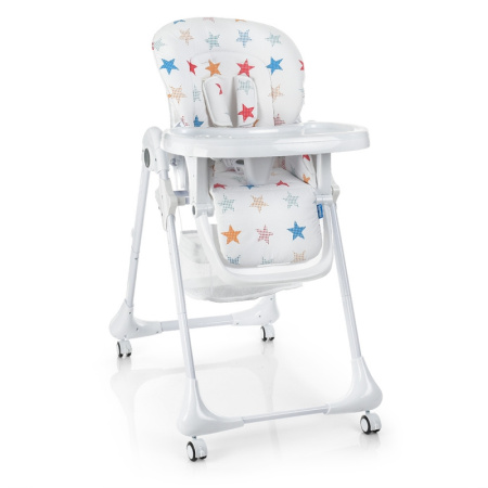 фото Складной стульчик для кормления M 3233-20 на колесиках (белый со звездами)
