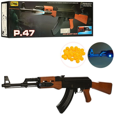 фото Автомат на пульках для детей P.47 копия АК47 свет и лазер (87 см)