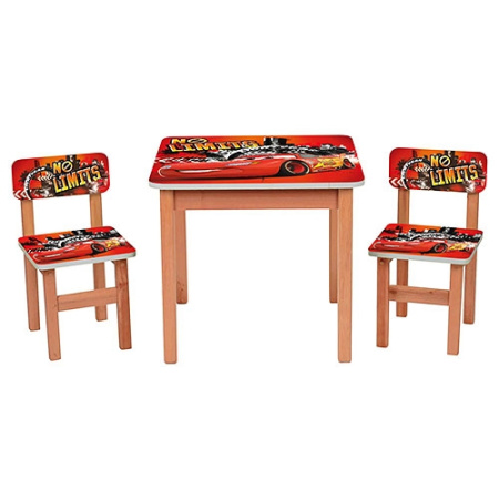фото Деревянный столик с двумя стульчиками F193 Тачки