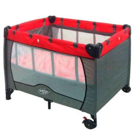 фото Манеж двухуровневый на 2-х колесиках G 200-3 (красно-серый)