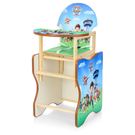 фото Деревянный стульчик-трансформер для кормления М K-112-32PU Щенячий Патруль экокожа