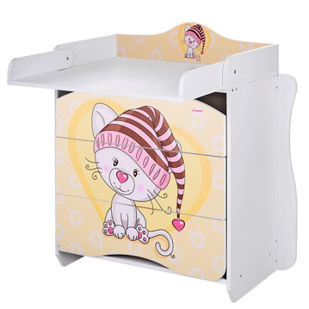 фото Детский комод 2в1 VIVAST MV-910-17 пеленальный столик (желтый котенок)