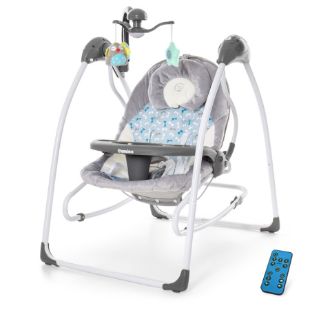 фото Детские качели с электроприводом El Camino ME 1028-4 Sensa шезлонг 2в1 (голубо-серые)