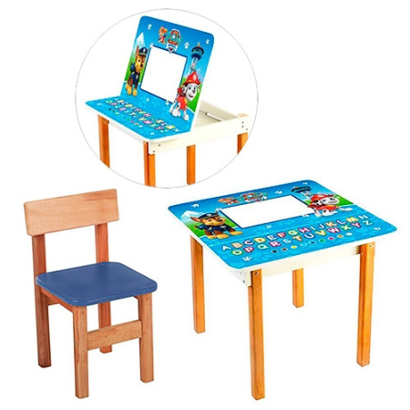 фото Деревянный столик со стульчиком F09-3 Щенячий Патруль открывается столешница