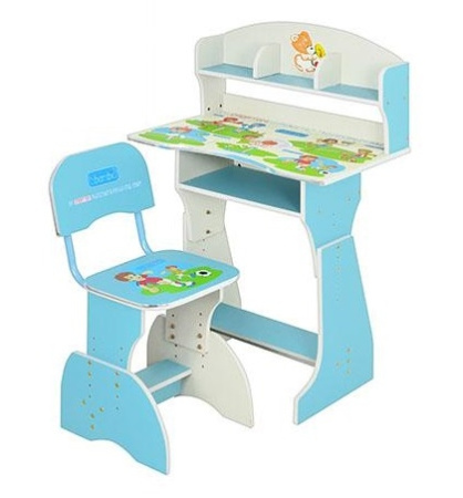 фото Парта регулируемая со стульчиком Bambi HB 2070 R-04-7 русский язык (голубая)