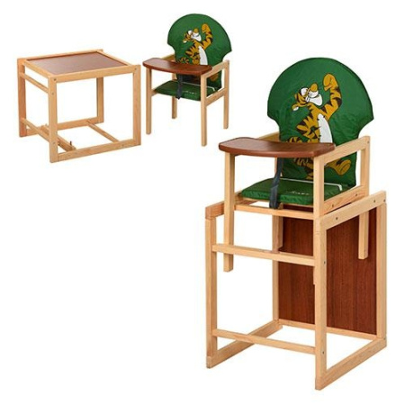 фото Деревянный стульчик для кормления Vivast V-010-22-8 (зеленый, Тигр)
