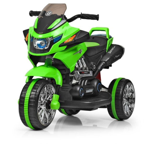 Мотоцикл для детей Bambi M 3928L-5 светящиеся колеса и корпус (зеленый)