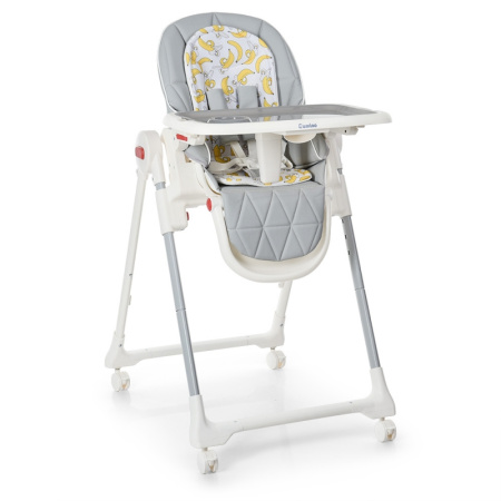 фото Детский стульчик для кормления El Camino ME 1037 CRYSTAL Banana Gray кожаный (серый бананы)