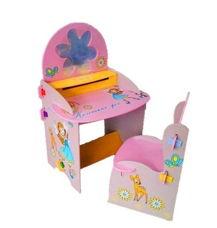 фото Детская парта Bambi, трюмо для девочки "Маленькая фея" W 011 со стульчиком