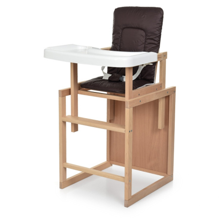 фото Деревянный стульчик для кормления R4 трансформер с ремнями (кофейный)