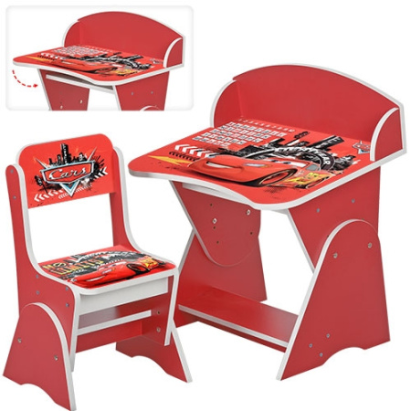 фото Регулируемая парта со стульчиком ML-315-01-2 Тачки (красная, укр.алфавит)