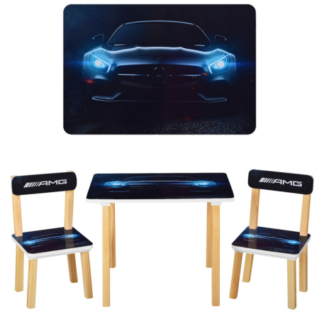 фото Детский столик со стульчиками 501-46 Mercedes AMG деревянный
