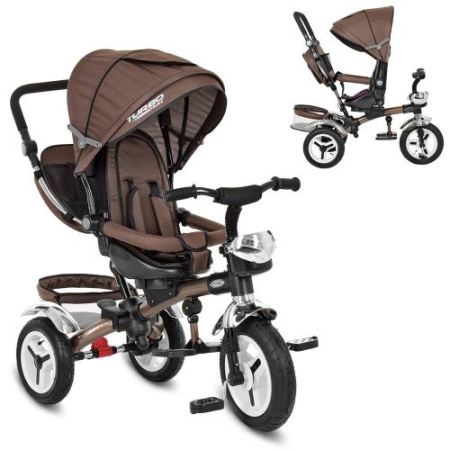 фото Трехколесный велосипед TurboTrike M 3200A-13 надувные колеса поворотный (шоколадный)