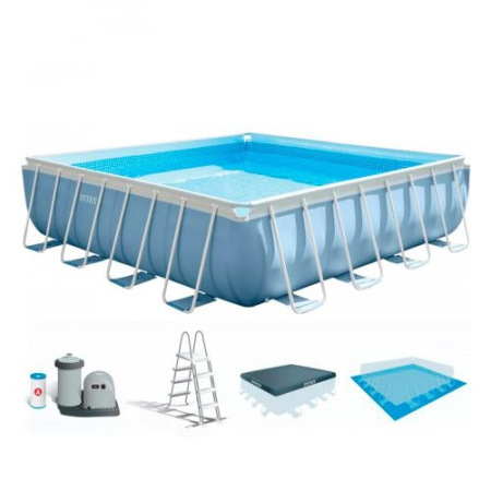 фото Прямоугольный каркасный бассейн Intex 28766 с аксессуарами (488-122 см)