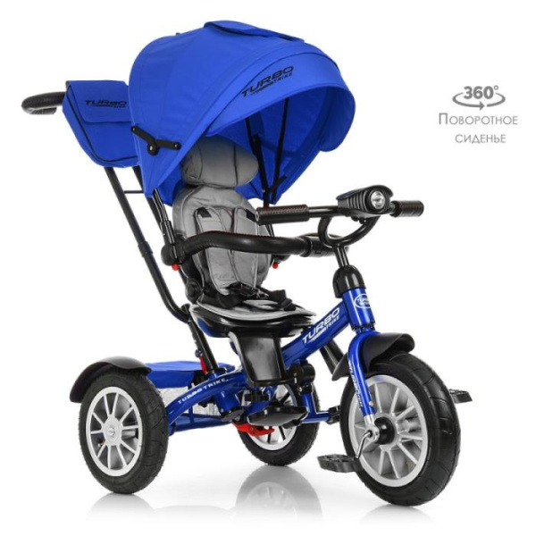 Трехколесный колясочный велосипед TurboTrike M 4057-10 поворотный со светом (синий индиго)