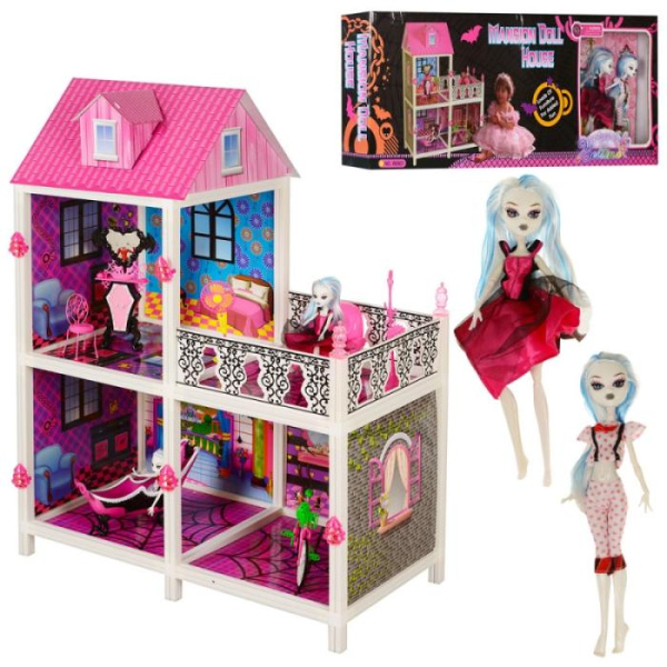 Кукольный домик Monster High 66901 два этажа с мебелью и куклами