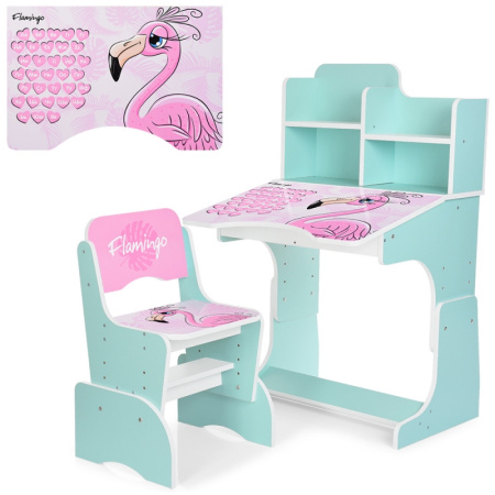 фото Парта-растишка для детей W 2071-74-6 Фламинго регулируется высота (мятная)