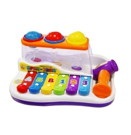фото Детская музыкальная игрушка JOY TOY 9199 "Ксилофон Бряк-Звяк с молоточком"