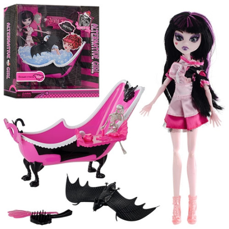 фото Шарнирная кукла 66526 с ванной и аксессуарами