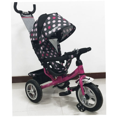 фото Трехколесный колясочный велосипед ITRIKE M 3113-6A-D резиновые колеса (розовый круги)